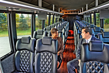 Interior of a Charter Bus.