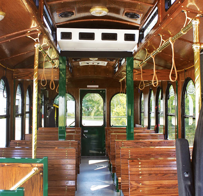 A view inside of the Golden Trolley.