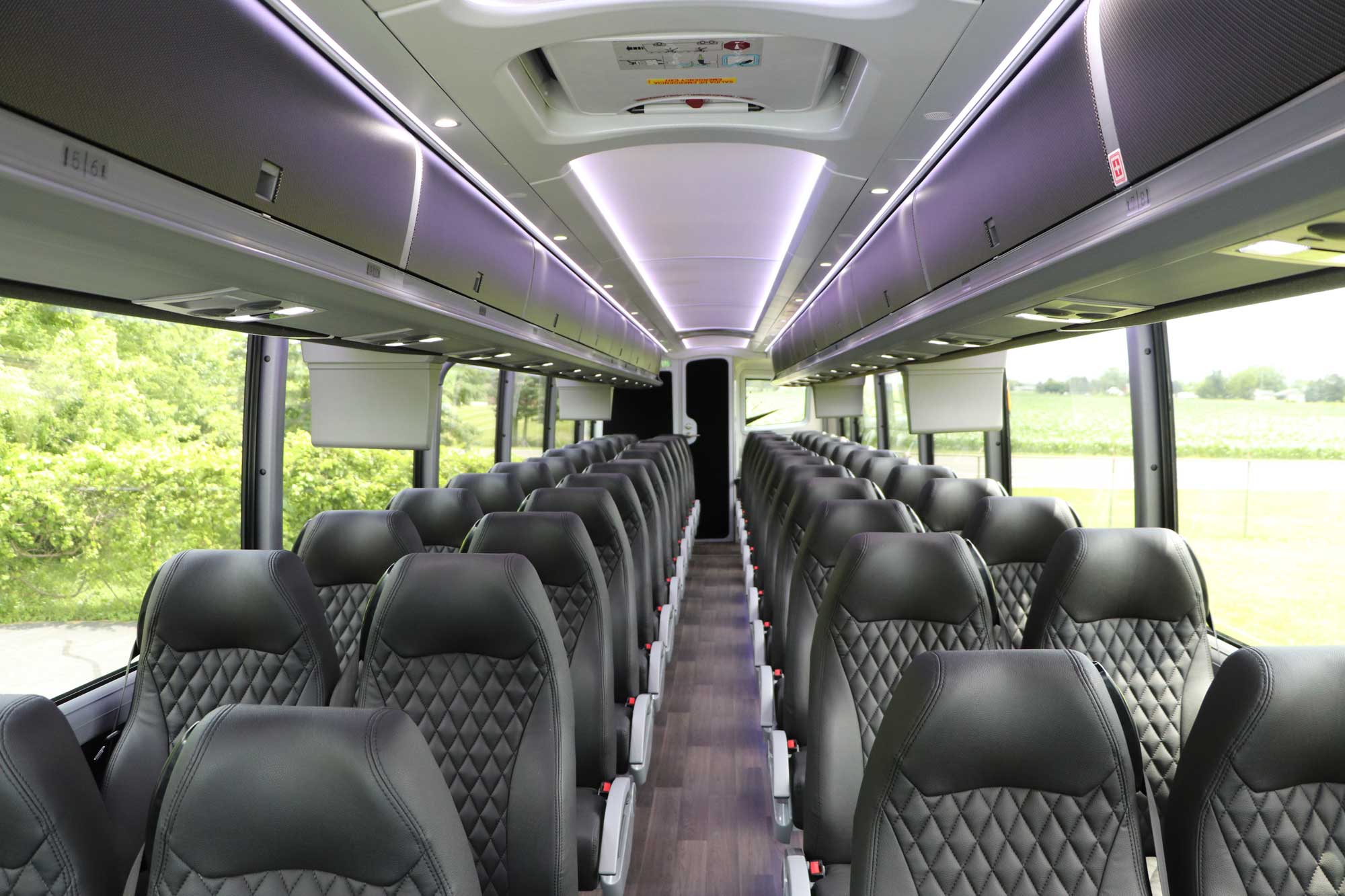 Interior of Golden Limo Charter Bus