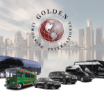 Golden Limo marketing graphic with fleet of vehicles