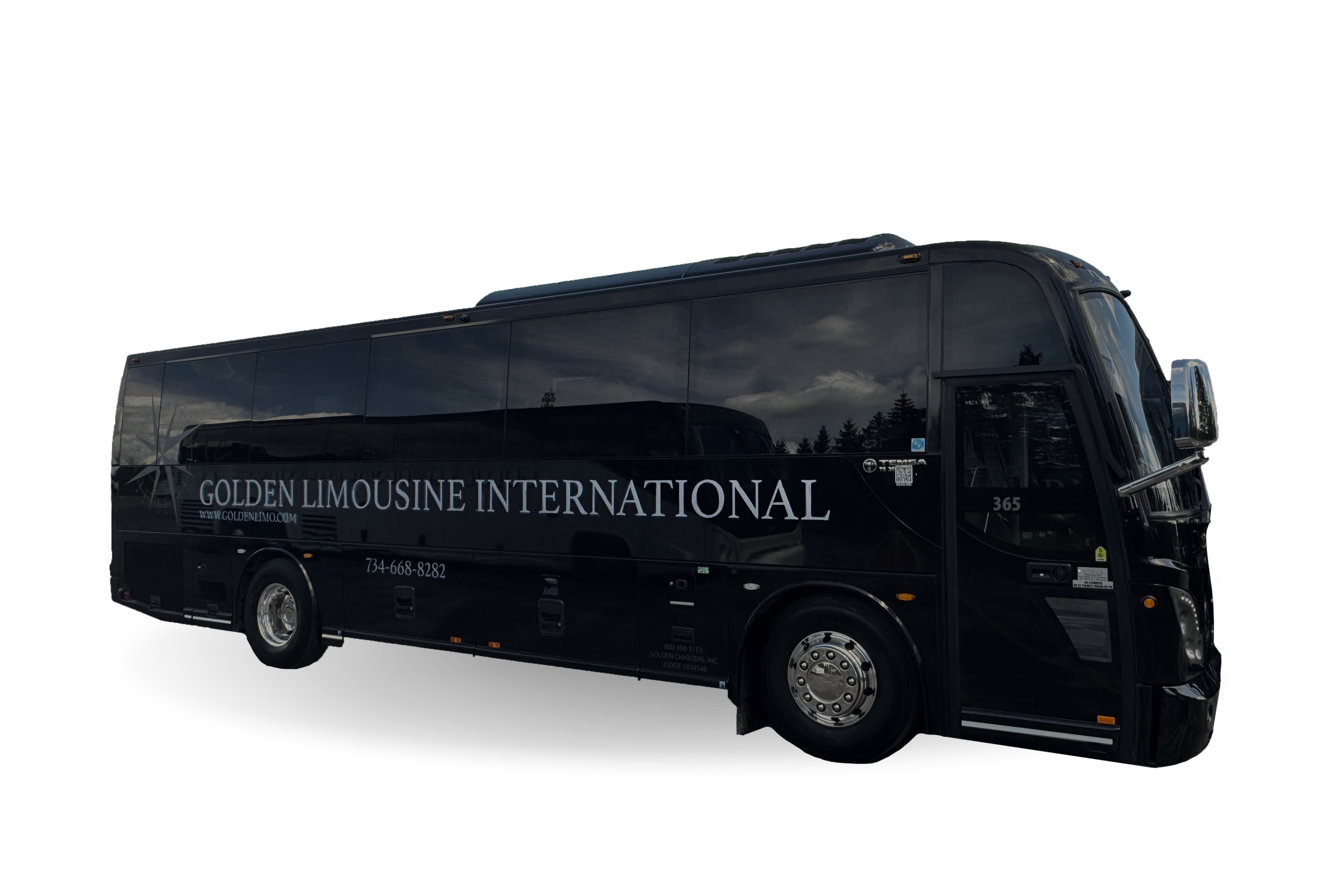 Golden Limo Mini Charter Bus side image with logo