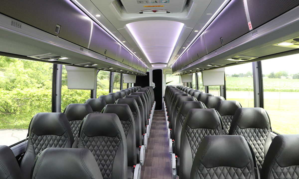 Golden Limo Charter Bus interior image of seating.