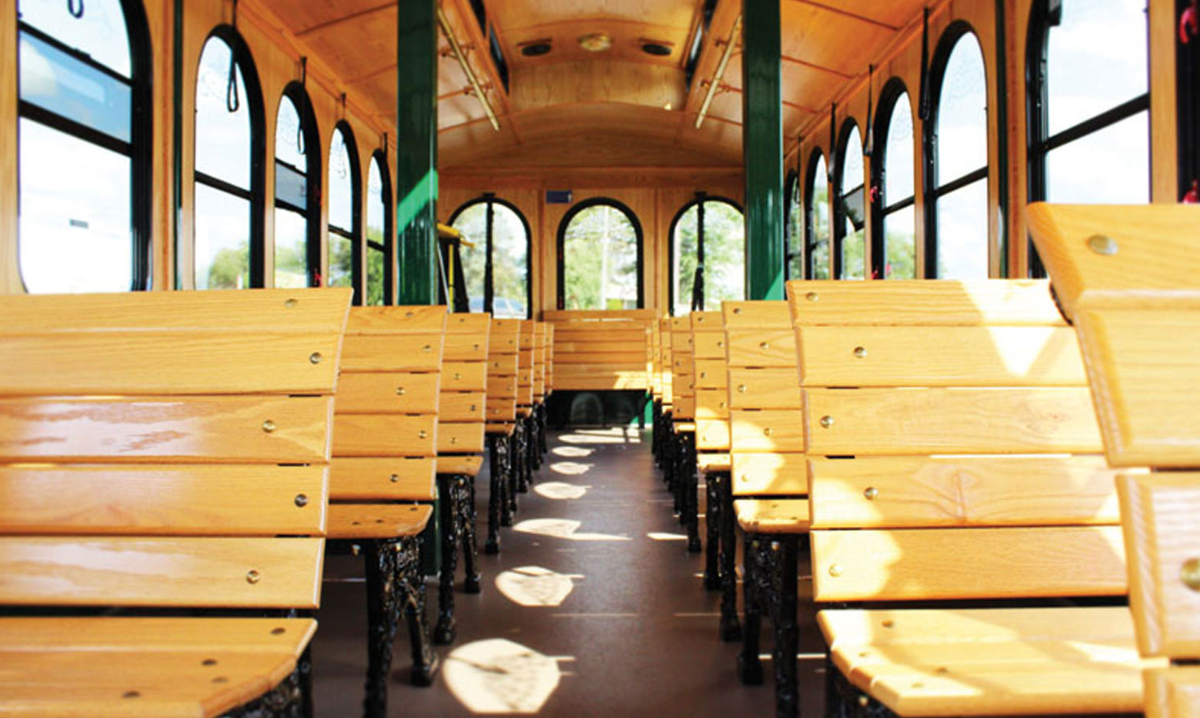 Golden Limo Golden Trolley interior image of seating.