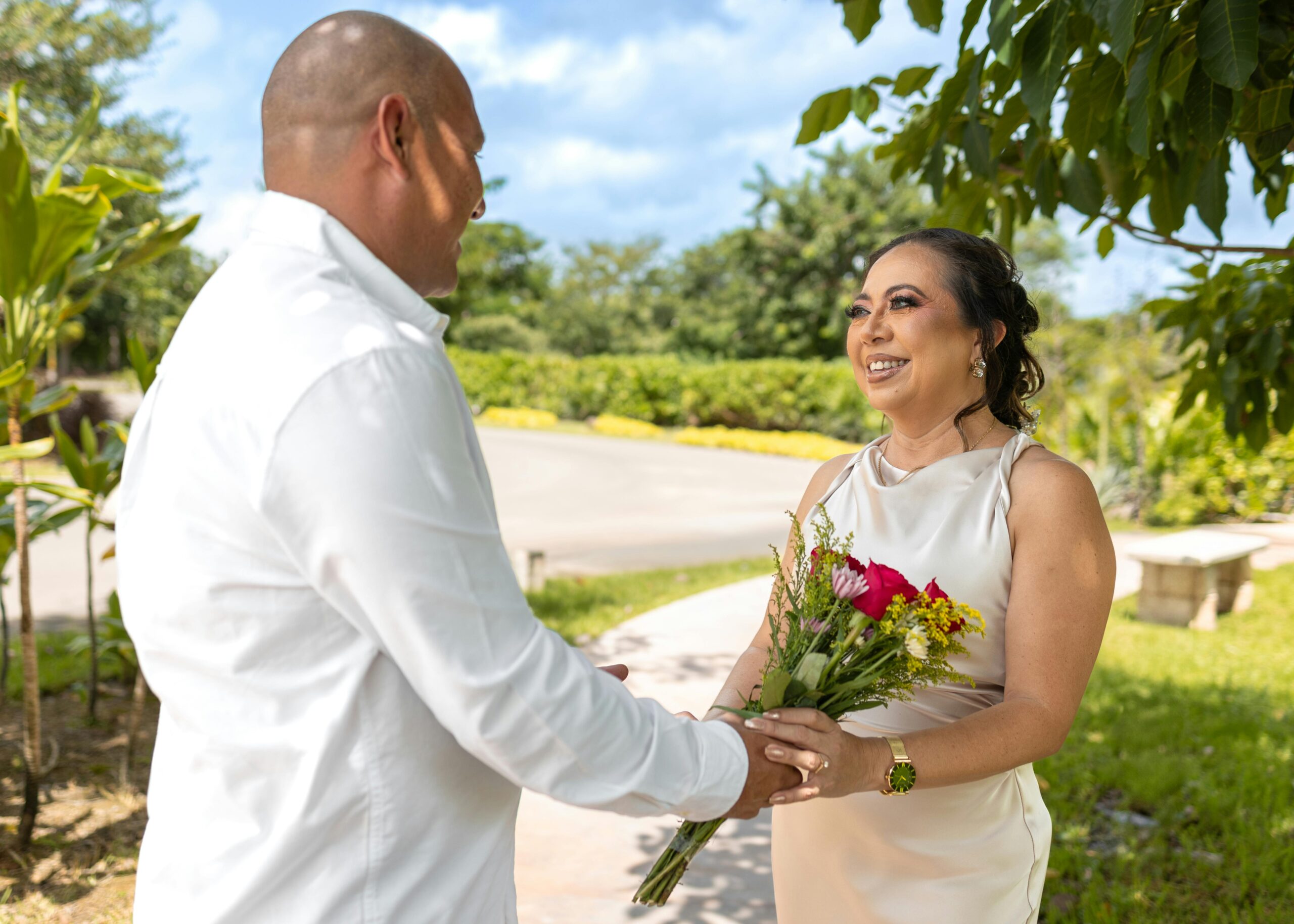 Latino couple celebrating their anniversary.