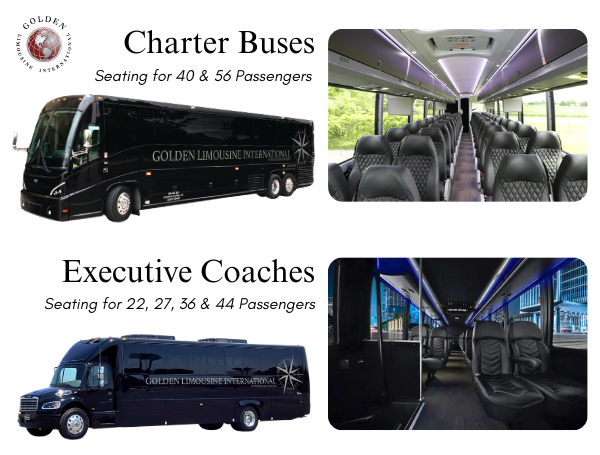 Golden Limousine International Charter Bus and Executive Coaches options.