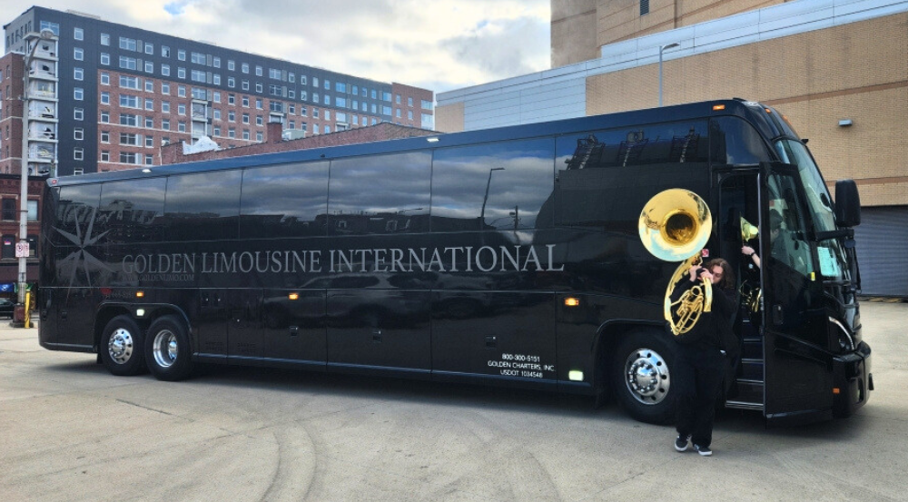 Golden Limousine International Charter Bus on location for Special Events transportation.