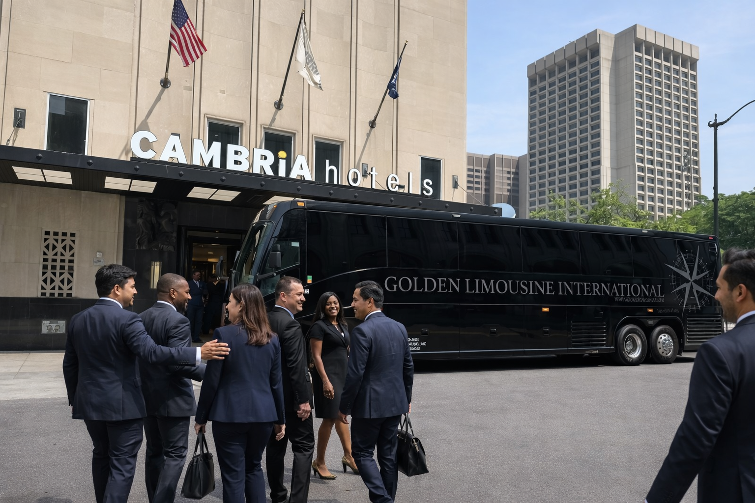 Golden Limousine International corporate transportation to a conference.