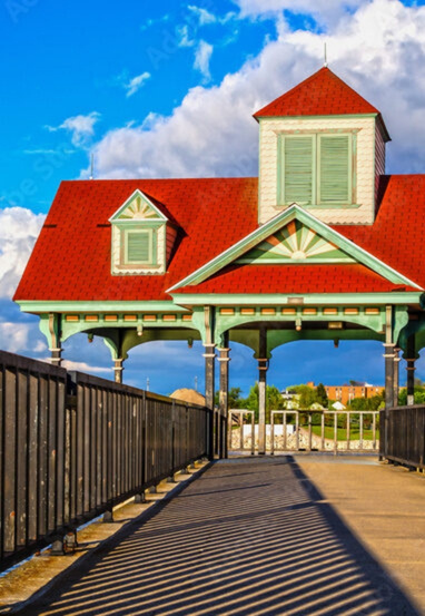 Scenic waterfront pavilion in Mid Michigan, showcasing local attractions and destinations accessible with Golden Limousine International's luxury transportation services.